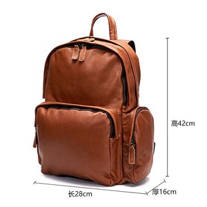 Men's Business Casual <b>Backpack</b> 42cm H 28cm L 16cm Thick Genuine Leather Laptop Bag For Travel Youth Solid Color - Product Image 1