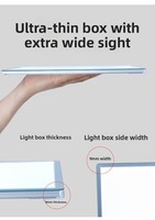Boîte à lumière LED rectangulaire en aluminium ultra-mince avec verre trempé A1 A2 A3 A4, cadre d'affichage pour affiches, affichage commercial intérieur, montage mural