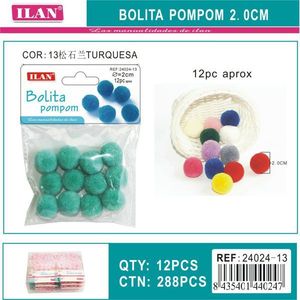 Iln <b>Wool</b> Pompom 2.0 Cm Turquoise <b>Craft</b> Supply - Product Image 1