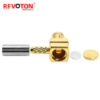 Connecteur RF MCX mâle coudé à sertir pour câble coaxial RG316 RG174, plaqué or, 50 Ohm, DC-6GHz