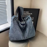 Sac fourre-tout en coton et lin grande capacité pour femme, broderie tendance avec lettres, sac à bandoulière décontracté, logo personnalisé, usine OEM