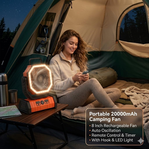 20000mAh Portable Outdoor Camping <b>Fans</b> <b>Remote</b> <b>Control</b> With LED Light Rechargeable Desk <b>Fan</b> - Product Image 3