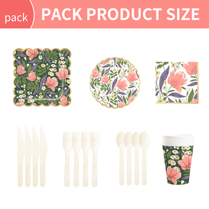 DAMAI New Customized Design Flower Theme <b>Disposable</b> Dessert Dinner Paper Plates Cups Napkin Floral Tableware Set - Product Image 6