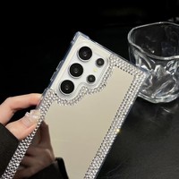 Scintillant Diamant Strass Pare-chocs Antichoc Miroir Cas Femmes Girly Mince Étuis De Protection pour Samsung Galaxy S25 A35 A15 S23