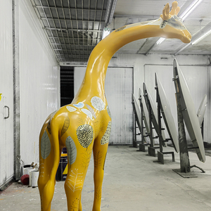 大型モダン屋外キリンガラス繊維彫刻アニマルアートデコレーション黄色漫画モデル商用スペースビジュアルディスプレイ - Product Image 3
