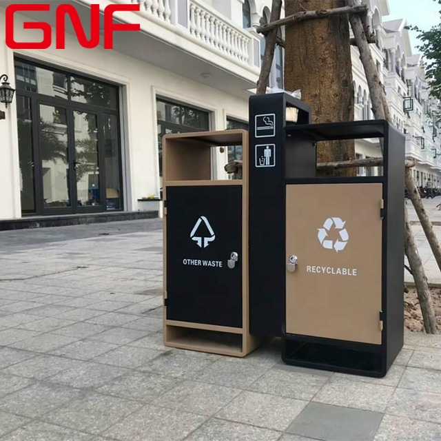 GNF открытый общественный мусорный контейнер, уличный мусорный контейнер из нержавеющей стали для санитарии, общественных мест