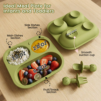 Ensemble de vaisselle pour enfants personnalisé OEM ODM sans BPA, de qualité alimentaire, avec ventouse, assiettes en silicone pour bébé, Noël