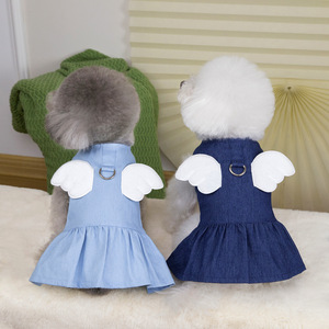 Grazioso Vestito in Denim con Ali <span class=keywords><strong>d</strong></span>'<span class=keywords><strong>Angelo</strong></span> per Animali Domestici, con Anello a <span class=keywords><strong>D</strong></span> e Imbracatura Regolabile, per Cani e Gatti di Piccola Taglia, <span class=keywords><strong>Abbigliamento</strong></span> Estivo da Principessa - Product Image 1