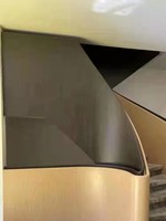 Rampe d'escalier en acier rotative avec garde-corps en bois en forme d'arc pour villa