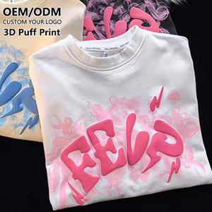 Wholesale Manufacturer 220 Gsm Heavy Weight Cotton Printing Homme Tee Tshir Custom Graphic Oversized <strong>3D</strong> Puff Print <strong>T</strong> <strong>Shirt</strong> Men - Product Image 1