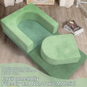 Canapé modulaire pour enfants 3 pièces, canapé bébé en mousse à mémoire de forme, chaise pliante multifonctionnelle pour tout-petits, pour jouer, créer et dormir - Product Image 4