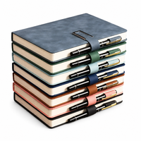 Carnet de notes professionnel en cuir PU A5 avec logo personnalisé, porte-stylo, boucle magnétique, pages intérieures lignées double face, journal d'entreprise