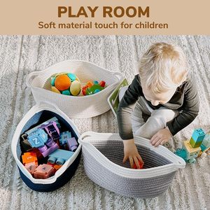 Nhỏ Dệt Lưu Trữ Giỏ Với Xử Lý Cho Quà Tặng Đồ Chơi Bé Giặt Tã Đồ Ăn Nhẹ Con Chó Đồ Chơi - Product Image 3