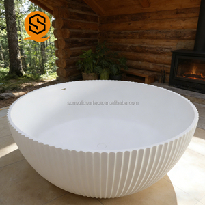 Bañera de Lujo Rectangular Tradicional con Patrón Mate, Independiente, de Superficie Sólida, de Piedra Artificial, para Uso en Hoteles, Incluye - Product Image 5