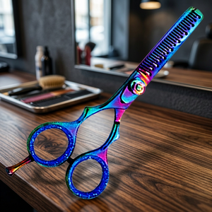 Ciseaux de coiffure professionnels ASAP pour gauchers, en acier inoxydable, à long manche, avec dents, 26 pouces, pour la coupe fine des cheveux - Product Image 2