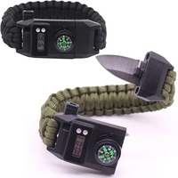 Bracelets de couteau en paracorde Anthrive pour le camping en plein air avec montre numérique, silex, allume-feu, sifflet, boussole