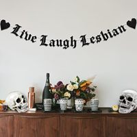 Dekorasi Pesta Lajang Banner Live Laugh Lesbian Gothic Old English Emo Goth Queer Gay Pride LGBTQ Perlengkapan Pesta Lajang