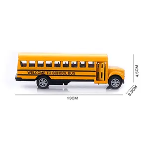 รถโรงเรียนของเล่นสำหรับเด็กวัยหัดเดินรถโรงเรียนรถของเล่นรถบัสสีเหลืองพร้อมกลไกถอยหลังและประตูเปิด