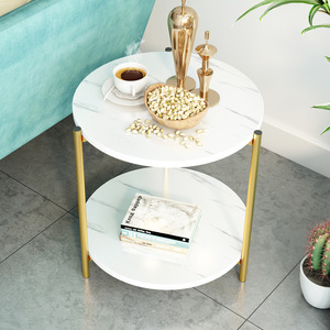 Hiện Đại 2-Tier Vòng Nhỏ Kim Loại Vàng Bàn Cà Phê Trang Trí Bên Bảng Cho Phòng Khách Trong Nhà Đồ Nội Thất Nhà - Product Image 2