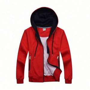 Sudadera con capucha y cremallera para hombre, diseño bordado con etiqueta personalizada, tejido de forro polar, para gimnasio y ropa urbana - Product Image 5