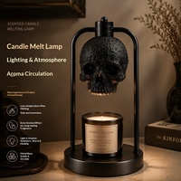 Lampe de bureau en bois massif en forme de crâne, avec minuterie électrique, intensité réglable, diffuseur d'aromathérapie décoratif, multi-prises