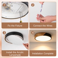 Lámpara de Techo Moderna de Madera, Regulable, 30W 50W 70W, 3CCT, Control Remoto, Redonda, para Dormitorio, Luces LED de Techo
