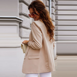 Cộng Với Kích Thước 3XL Phụ Nữ Của Văn Phòng Phụ Nữ Blazer Mỏng Rắn Giản Dị Trắng Blazers Áo Khoác Nữ Mùa Xuân Dài Tay Áo Áo Khoác Outwear Văn Phòng - Product Image 3