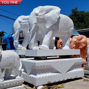 Estatuas de elefante de jardín de animales de mármol blanco de tamaño real de Venta caliente - Product Image 3