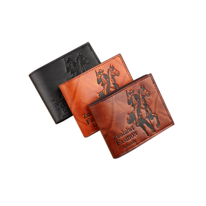 <span class=keywords><strong>Portafoglio</strong></span> da Uomo Corto Ultra-sottile Retrò Tinta Unita con Motivo 3D in Rilievo a Lettere Hunter, Design Portatile con Scomparto per <span class=keywords><strong>Monete</strong></span> - Product Image 1