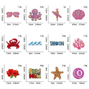 Patch thermocollant en tissu brodé de sequins, motifs été, plage, surf, lunettes de soleil, corail, pieuvre, serviette - Product Image 2