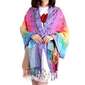 ผ้าคลุมไหล่ผ้าพันคอโพลีเอสเตอร์ขนาดใหญ่มีพู่สไตล์ชาติพันธุ์ของผู้หญิงสำหรับฤดูหนาว - Product Image 1