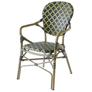 High quality outdoor rattan furniture Paris French Cafe Bistro Chairs Patio Garden Rattan Wicker Chair