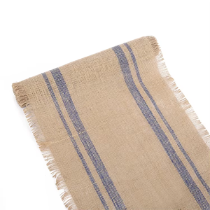 Venta caliente 100% camino de mesa de yute Natural Boho rústico a cuadros boda arpillera mantel camino de mesa de granja para comedor - Product Image 5