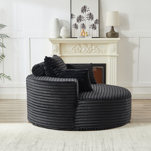 Corduroy Foam Single Swivel Chair, Fluffy Modern <b>Sleeper</b>, 360 Degree Swivel Chair for Living Room - Product Image 1