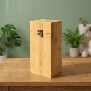 Caja de Almacenamiento de Bambú con Tapa Metálica, Contenedor Rectangular de Madera, Organizador - Product Image 4