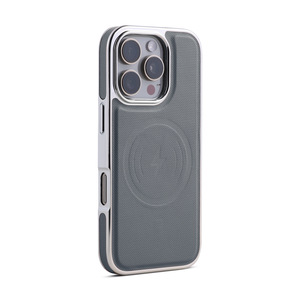 Étui de téléphone magnétique en cuir PU de luxe pour <span class=keywords><strong>iPhone</strong></span> <span class=keywords><strong>12</strong></span> 13 14 15 16 Pro Max 17 avec cadre électroplaqué et recharge sans fil - Product Image 5