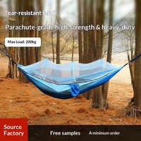 Hamac anti-moustiques simple/double transfrontalier en tissu parachute, anti-retournement, haute capacité de charge, pour camping extérieur, 280 kg