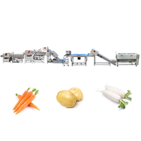Volledig automatische slimme aardappelwas-, schil- en snijmachine voor de verwerking van wortelgewassen