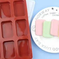 Moule à chocolat en silicone jetable écologique à 12 cavités rectangulaires à coins arrondis, 12 grilles, vente chaude