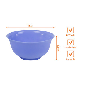 Petit bol en plastique PP 12 cm, qualité alimentaire, sans BPA, réutilisable, léger, passe au lave-vaisselle, écologique, bol de service pour soupes - Product Image 2