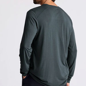 Kaus memancing lengan panjang pria, Logo kustom kualitas tinggi bambu berongga ringan warna polos - Product Image 5