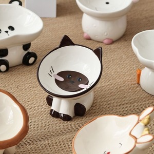 Atacado Cute Pet Alimentadores Cerâmicos Para Proteger A Vértebra Cervical Flat Pet <span class=keywords><strong>Cat</strong></span> Água High-Pé Slanted Bowls Dog Rice <span class=keywords><strong>Bowl</strong></span> - Product Image 1