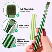 Ensemble de 12 pinceaux à ongles légers et personnalisables en nylon souple avec manche en bois vert – Pinceaux liner, plats et ronds