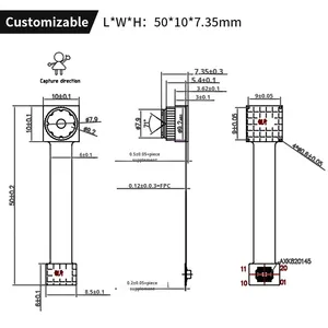 Module de caméra à faible consommation d'énergie avec capteur CMOS 2MP 3 millions de pixels, haute sensibilité, 30 ips, 1080p, compression MJPEG/YUV, <span class=keywords><strong>interface</strong></span> MIPI-CSI - Product Image 3