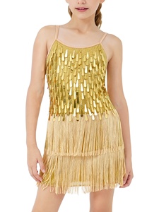 Trang phục nhảy <span class=keywords><strong>Tango</strong></span> Cha Cha cho bé gái Ecoparty, trang phục biểu diễn Latin sân khấu cho trẻ em, váy nhảy tua rua - Product Image 2