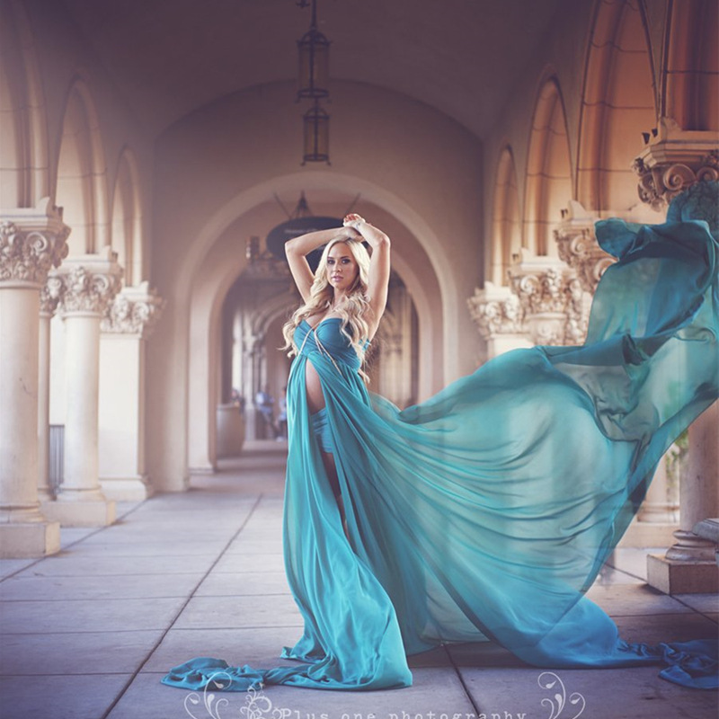 knee length dresses for ladies Off-Shoulder Sheer Double Skirt Maternity Dress main image 1