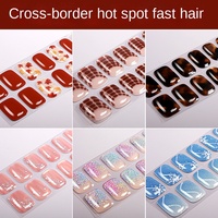 Autocollants pour ongles en gel imperméables, style européen et américain, effet flash UV, semi-cuits, 20 bandes, ciel étoilé, art des ongles du Guangdong