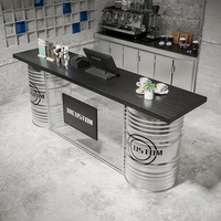 Meubles de bar, comptoir de réception en forme de fût d'huile, service sur mesure, ensemble de bar moderne en métal, bar à domicile, hôtel