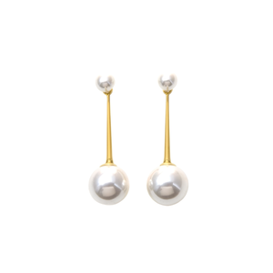 Boucles d'oreilles pendantes fines en acier inoxydable 316L avec placage or PVD, design perle durable et résistant - Product Image 2