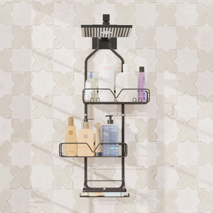 Có thể tháo rời kim loại treo tường phòng tắm lưu trữ Organizer miễn phí đấm nhà vệ sinh vòi hoa sen Caddy - Product Image 3